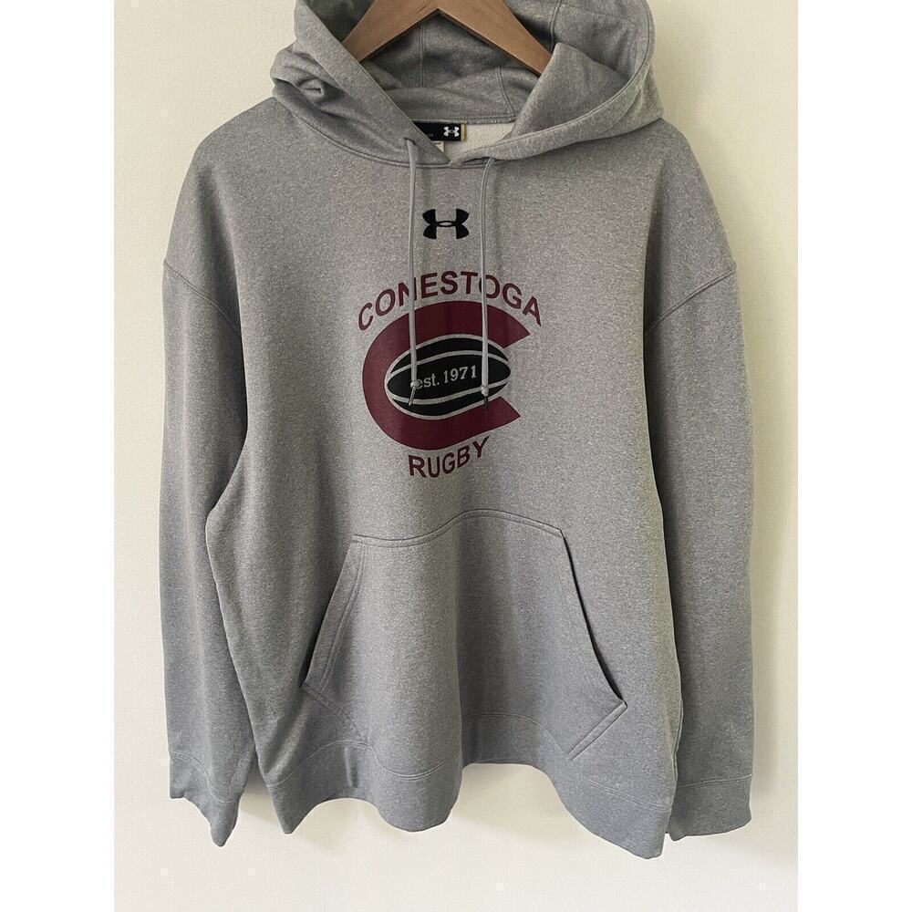 Under Armour Conestoga Mens Rugby Gray Size Large Long Sleeve Athletic Hoodie